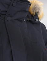 Weather-resistant Vegan Faux Fur Trim Detachable Hood Multi-pocket Parka by Loop