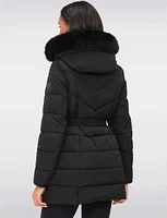 Vegan Eco-Down Puffer Parka With Detachable Faux Fur Trim Hood by Loop