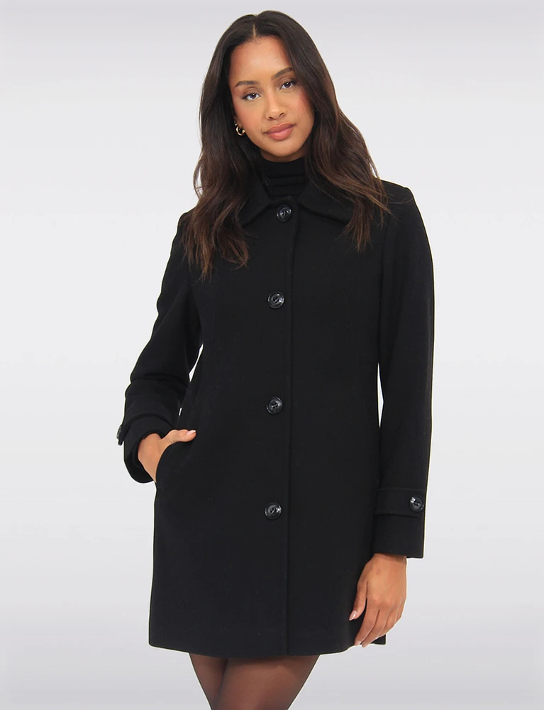 Classic A-Line Fit Vegan Single-Breasted Mid-length Overcoat by Portrait