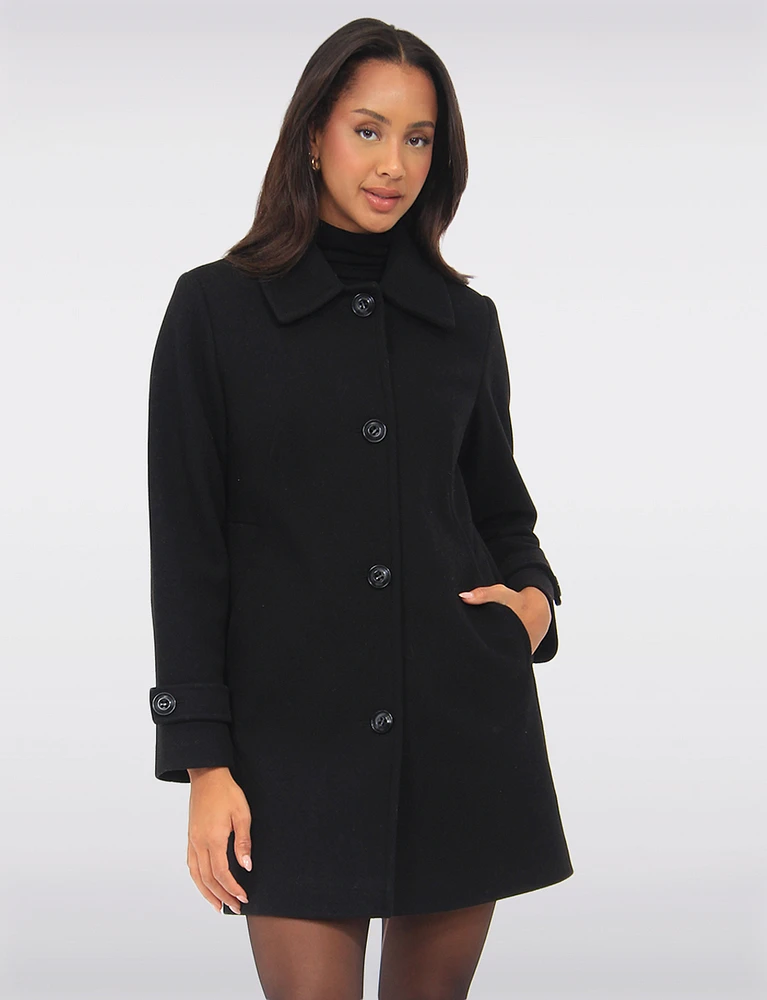 Classic A-Line Fit Vegan Single-Breasted Mid-length Overcoat by Portrait