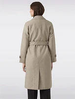 Vegan Double-Breasted Back Slit Removable Belt Trench Coat by Vero Moda