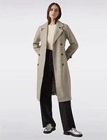 Vegan Double-Breasted Back Slit Removable Belt Trench Coat by Vero Moda