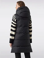 Long Hooded Quilted Puffer Vest with Snapped Side Slits and Pockets by Vero Moda