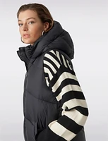 Long Hooded Quilted Puffer Vest with Snapped Side Slits and Pockets by Vero Moda