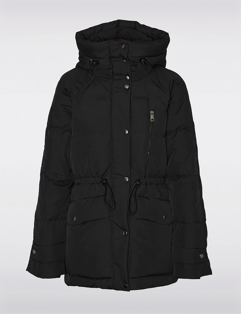 Hooded Down Puffer Parka with Adjustable Waist Drawstring by Vero Moda