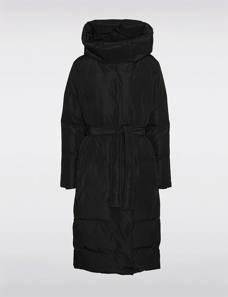 Elegant Maxi Down Puffer Coat High Collar & Waist-Defining Belt by Vero Moda