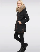 High Collar Eco-Down Hooded Puffer with Detachable Genuine Fur Trim by Sokos