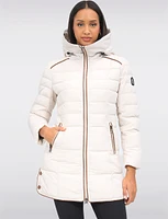 High Collar Eco-Down Hooded Puffer with Detachable Genuine Fur Trim by Sokos