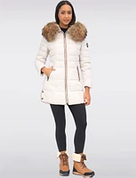 High Collar Eco-Down Hooded Puffer with Detachable Genuine Fur Trim by Sokos