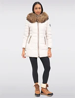 High Collar Eco-Down Hooded Puffer with Detachable Genuine Fur Trim by Sokos