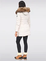 High Collar Eco-Down Hooded Puffer with Detachable Genuine Fur Trim by Sokos