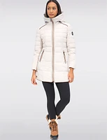 High Collar Eco-Down Hooded Puffer with Detachable Genuine Fur Trim by Sokos