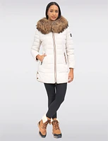 High Collar Eco-Down Hooded Puffer with Detachable Genuine Fur Trim by Sokos