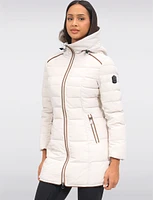 High Collar Eco-Down Hooded Puffer with Detachable Genuine Fur Trim by Sokos