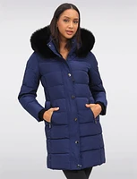 Eco-Down Mid-Length Winter Puffer With Detachable Real Fur Trimmed Hood by Sokos