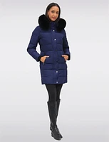 Eco-Down Mid-Length Winter Puffer With Detachable Real Fur Trimmed Hood by Sokos