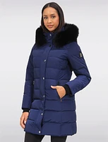 Eco-Down Mid-Length Winter Puffer With Detachable Real Fur Trimmed Hood by Sokos