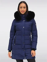 Eco-Down Mid-Length Winter Puffer With Detachable Real Fur Trimmed Hood by Sokos