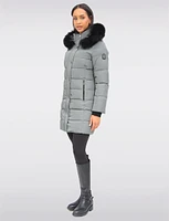 Eco-Down Mid-Length Winter Puffer With Detachable Real Fur Trimmed Hood by Sokos