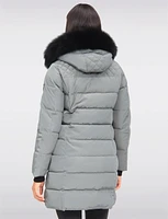 Eco-Down Mid-Length Winter Puffer With Detachable Real Fur Trimmed Hood by Sokos