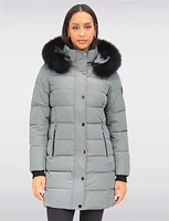 Eco-Down Mid-Length Winter Puffer With Detachable Real Fur Trimmed Hood by Sokos