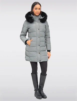 Eco-Down Mid-Length Winter Puffer With Detachable Real Fur Trimmed Hood by Sokos