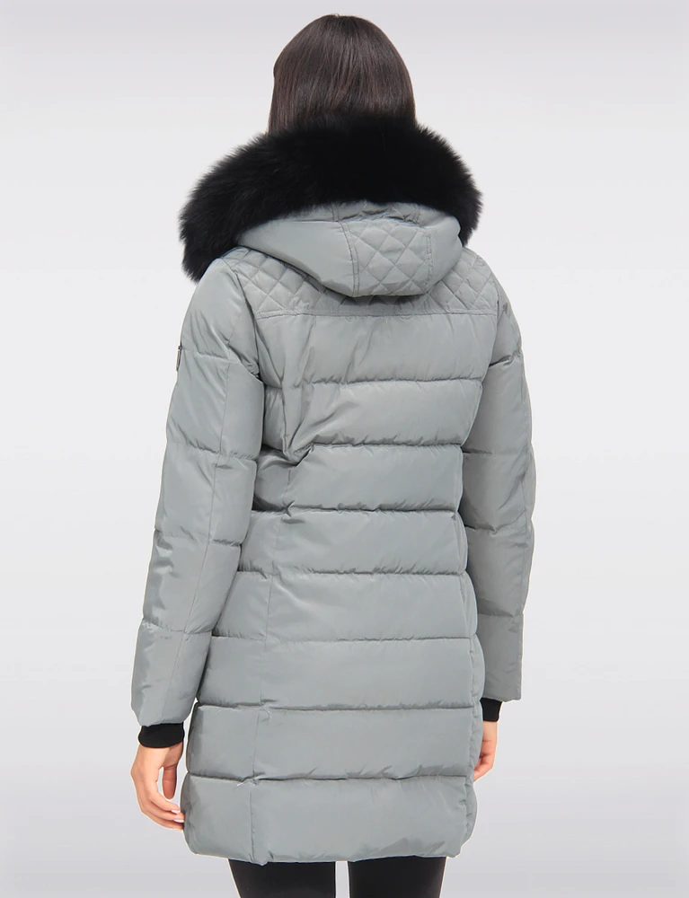 Eco-Down Mid-Length Winter Puffer With Detachable Real Fur Trimmed Hood by Sokos