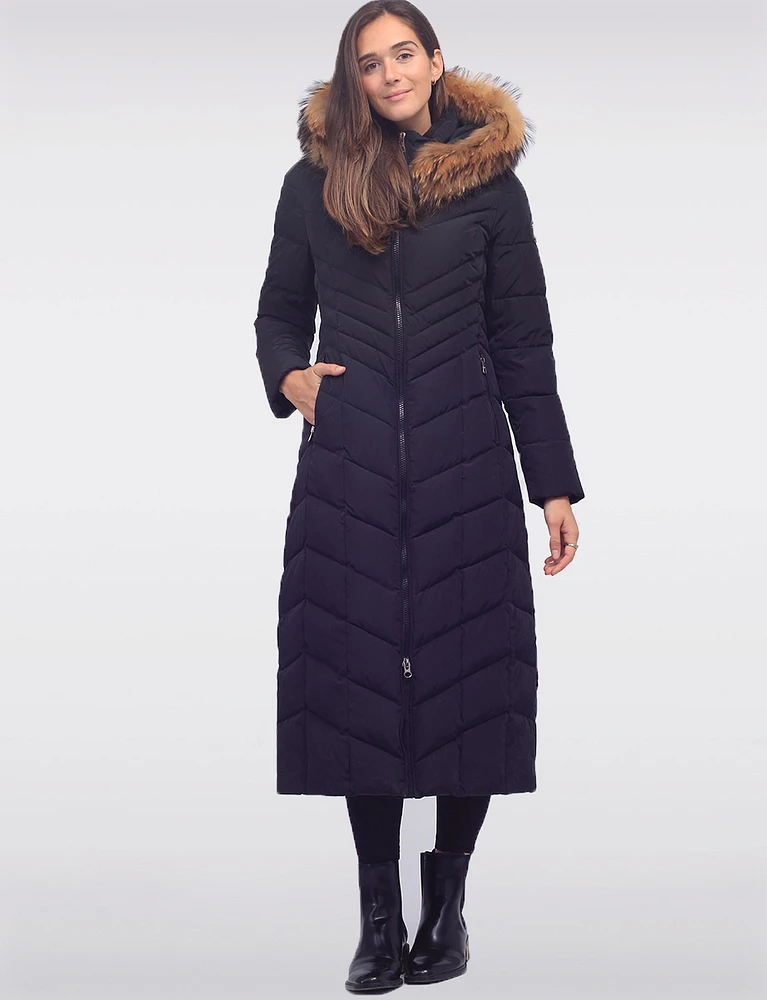 Luxe Maxi Eco-Down Puffer Coat With Detachable Genuine Fur Trim & Hood by Sokos