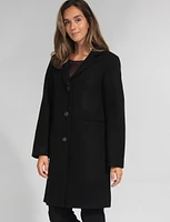 Vira Classic Straight Cut Wool Blend Single Breasted Coat by Saki