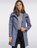 Hanna Classy Single-Breasted High Collar Wool Blend Coat by Saki