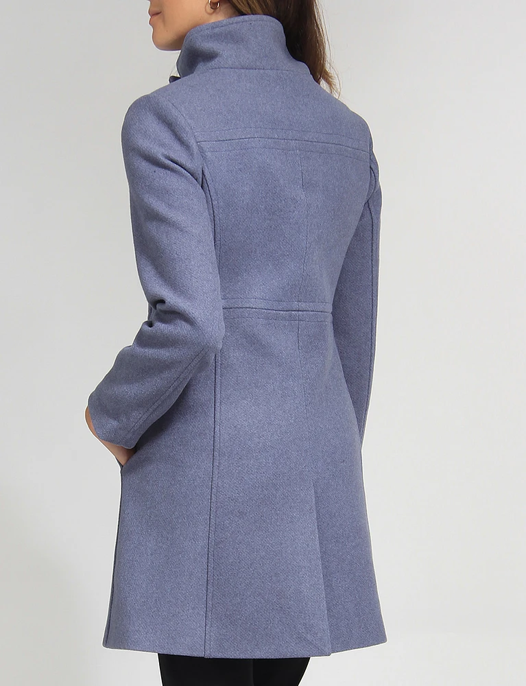 Hanna Classy Single-Breasted High Collar Wool Blend Coat by Saki