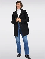 Zoe Single-Breasted High Collar Fully Lined Wool Blend Coat by Saki