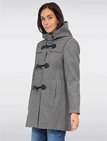 Chic Wool Blend Quilt and Plaid Lined Hooded Toggle Closure Duffle Coat by Saki