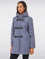 Chic Wool Blend Quilt and Plaid Lined Hooded Toggle Closure Duffle Coat by Saki