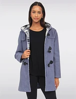 Chic Wool Blend Quilt and Plaid Lined Hooded Toggle Closure Duffle Coat by Saki