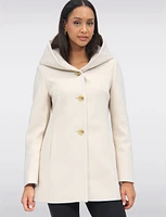 Chic Hooded Wool Single-Breasted Winter Parka Coat With Quilt Lining by Saki