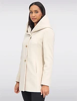 Chic Hooded Wool Single-Breasted Winter Parka Coat With Quilt Lining by Saki