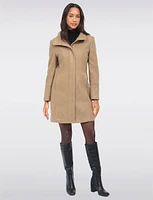 Elegant Wool Blend Mid-Length Slim Fit Overcoat With High Collar Design by Saki