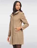 Elegant Wool Blend Mid-Length Slim Fit Overcoat With High Collar Design by Saki