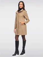 Elegant Wool Blend Mid-Length Slim Fit Overcoat With High Collar Design by Saki