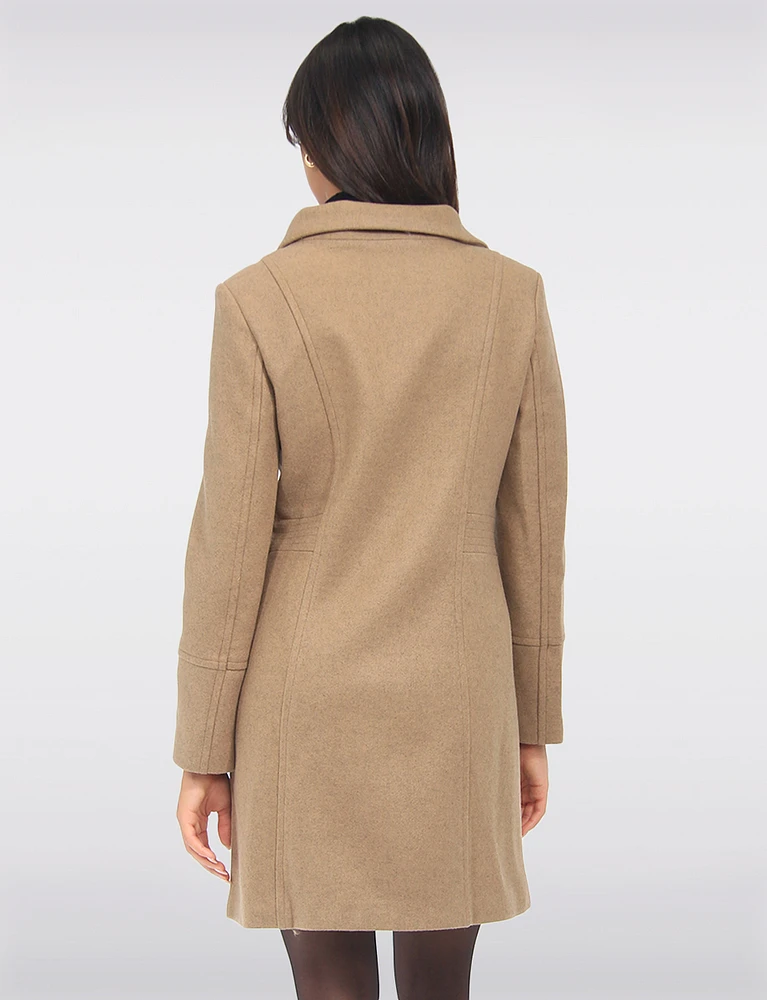 Elegant Wool Blend Mid-Length Slim Fit Overcoat With High Collar Design by Saki