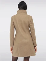 Elegant Wool Blend Mid-Length Slim Fit Overcoat With High Collar Design by Saki