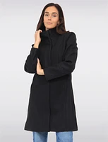 Elegant Wool Blend Mid-Length Slim Fit Overcoat With High Collar Design by Saki