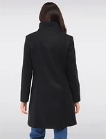 Elegant Wool Blend Mid-Length Slim Fit Overcoat With High Collar Design by Saki