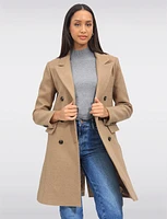 Tailored Double-Breasted Wool Blend Trench Overcoat with Notch Lapel by Saki