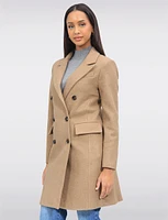 Tailored Double-Breasted Wool Blend Trench Overcoat with Notch Lapel by Saki