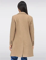 Tailored Double-Breasted Wool Blend Trench Overcoat with Notch Lapel by Saki