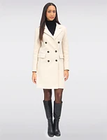 Tailored Double-Breasted Wool Blend Trench Overcoat with Notch Lapel by Saki