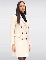 Tailored Double-Breasted Wool Blend Trench Overcoat with Notch Lapel by Saki