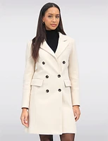 Tailored Double-Breasted Wool Blend Trench Overcoat with Notch Lapel by Saki